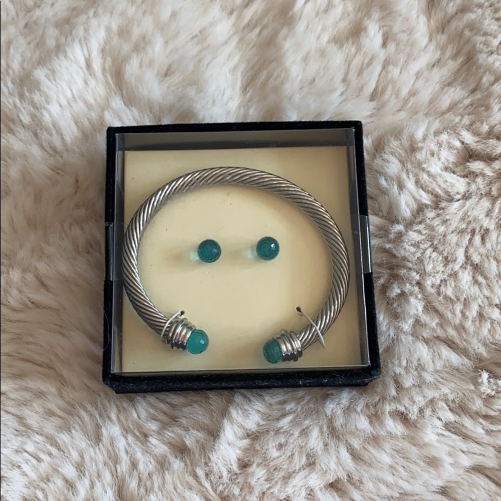 *brand new* silver cuff bracelet/earring set